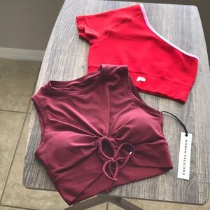 Robin Piccone Red and Burgundy Crop Tops